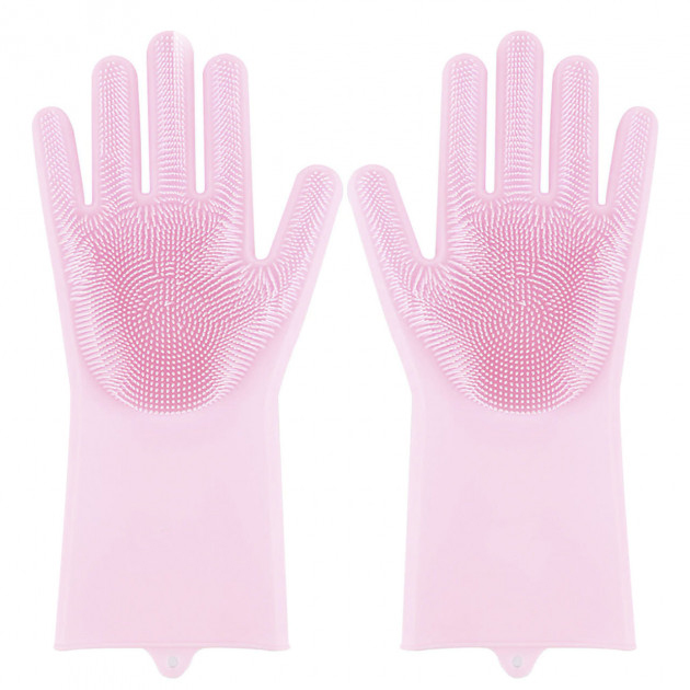 Силіконові рукавички Magic Silicone Gloves Pink для прибирання чистки миття посуду для будинку. Колір рожевий