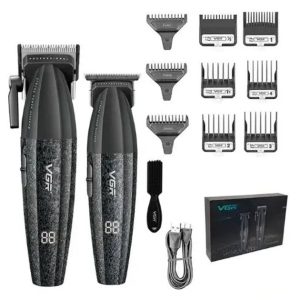 Професійний набір для стрижки волосся VGR V-640 акумуляторний Barber Combo PREMIUM. Колір: чорний