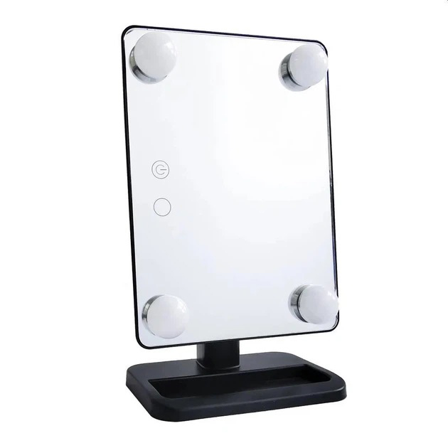 Настольное зеркало для макіяжа Cosmetie mirror 360 Rotation Angel с подсветкой Black