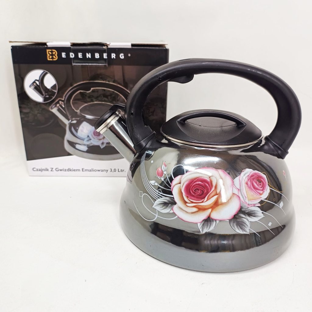 Емальований чайник Edenberg EB-12610 зі свистком та антипригарним покриттям 3л Flowers