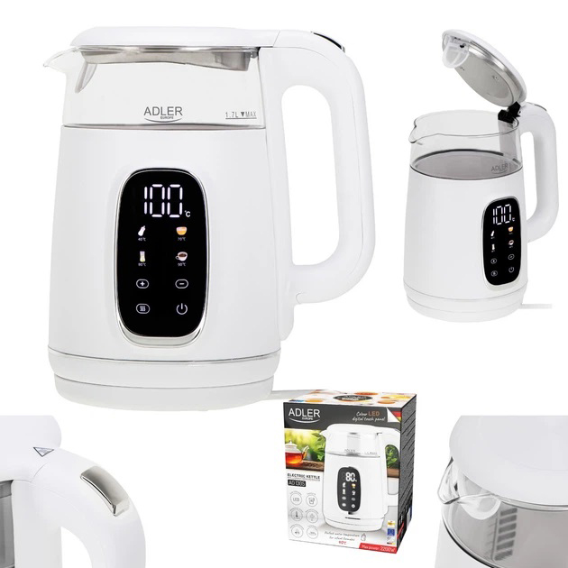 Чайник електричний Adler AD 1305 1.7Л 2200Вт White Silver