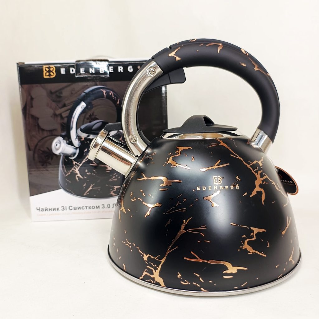 Емальований чайник Edenberg EB-12610 зі свистком та антипригарним покриттям 3л Black