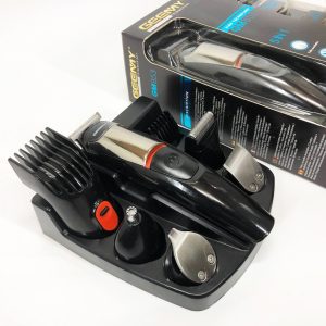 Машинка для стрижки 5в1 Geemy GM-853 стайлер, бритва, триммер на акумуляторі нержавіюча сталь 6 насадок