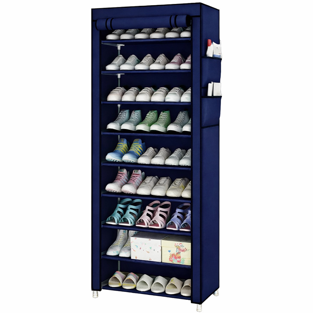 Шафа тканинна з полицями для одягу та взуття (58x30x158 см) Blue