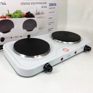 Плита електрична Suntera DP-1925 2000 Вт, електроплита двоконфоркова настільна White
