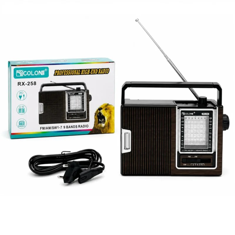 Радіоприймач GOLON RX-258  з 9 діапазонами FM AM SW з телескопічною антеною