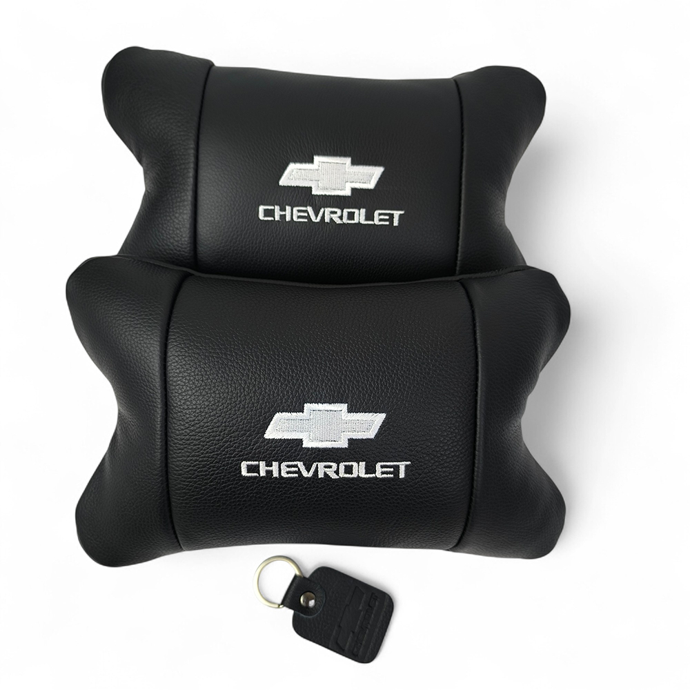 Автомобільні подушки Chevrolet з натуральної італійської шкіри + шкіряний брелок у подарунок