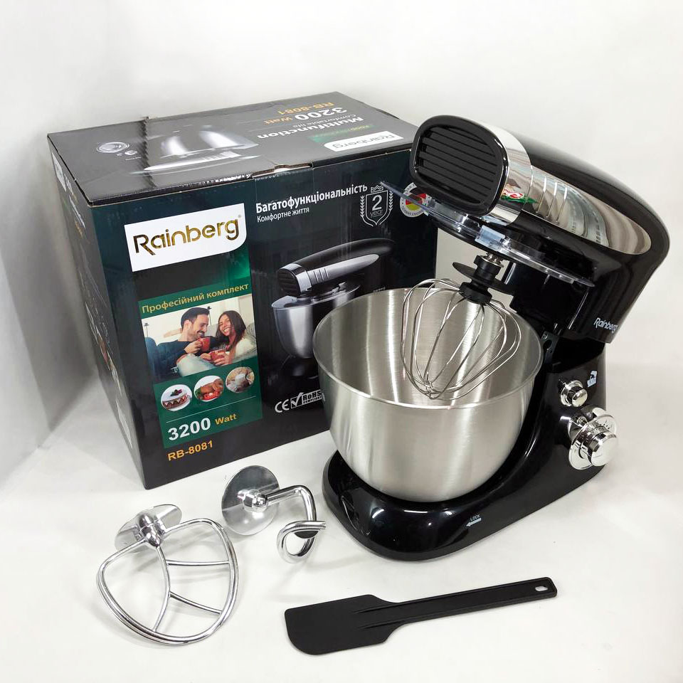 Тістоміс міксер Rainberg RB-8081 планетарний кухонний комбайн 3200Вт, кухонний комбайн