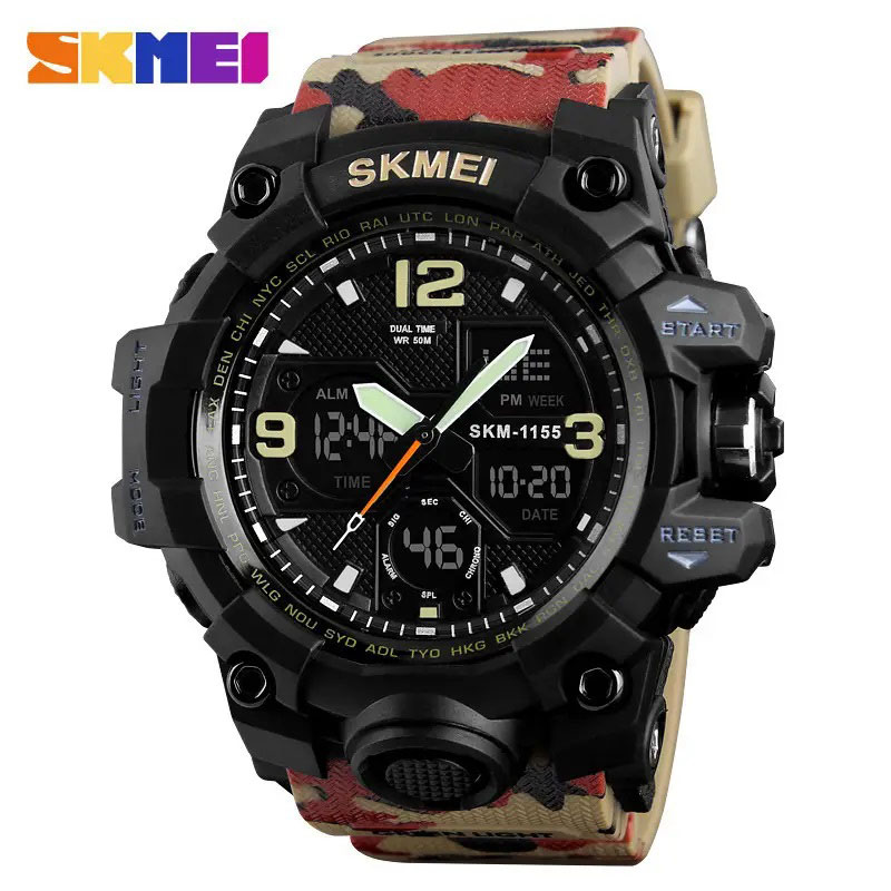 Годинник наручний чоловічий SKMEI 1155BAG RED CAMO, брендовий чоловічий годинник. Колір: червоний камуфляж