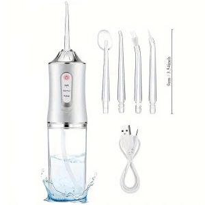 Іригатор для чищення зубів та порожнини рота Oral Irrigator з акумулятором та змінними насадками White