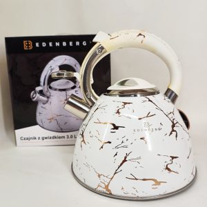 Емальований чайник Edenberg EB-12610 зі свистком та антипригарним покриттям 3л White