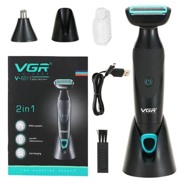 Акумуляторна електробритва для стрижки VGR V-601 від USB бритва електрична з професійною насадками