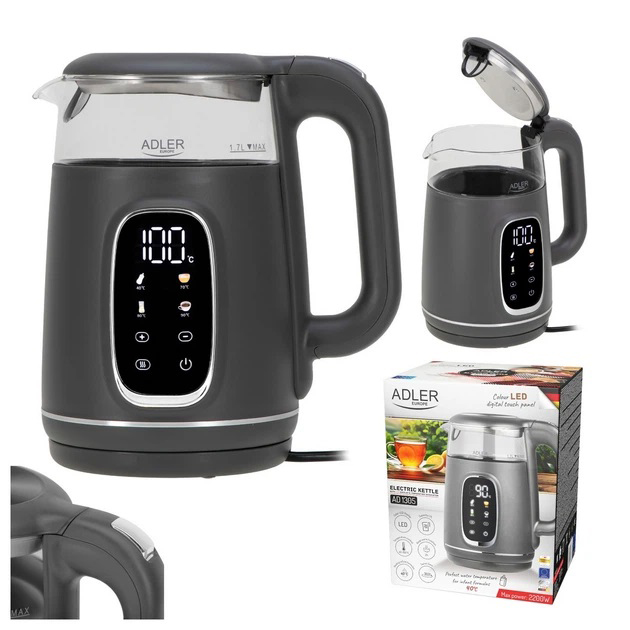 Чайник Adler AD 1305 із регулюванням температури 1.7Л 2200Вт Gray