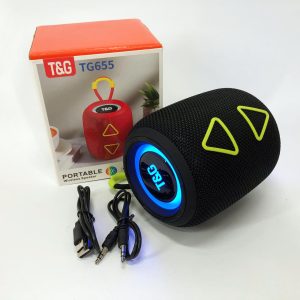 Портативна колонка TG655 5W з RGB підсвічуванням та ремінцем, Bluetooth колонка для вулиці. Колір: чорний