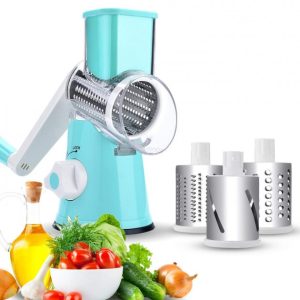 Овочерізка мультислайсер Tabletop Drum Grater Kitchen Master Терка для овочів та фруктів 3 насадки Blue