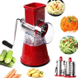 Овочерізка мультислайсер Tabletop Drum Grater Kitchen Master Терка для овочів та фруктів 3 насадки Red