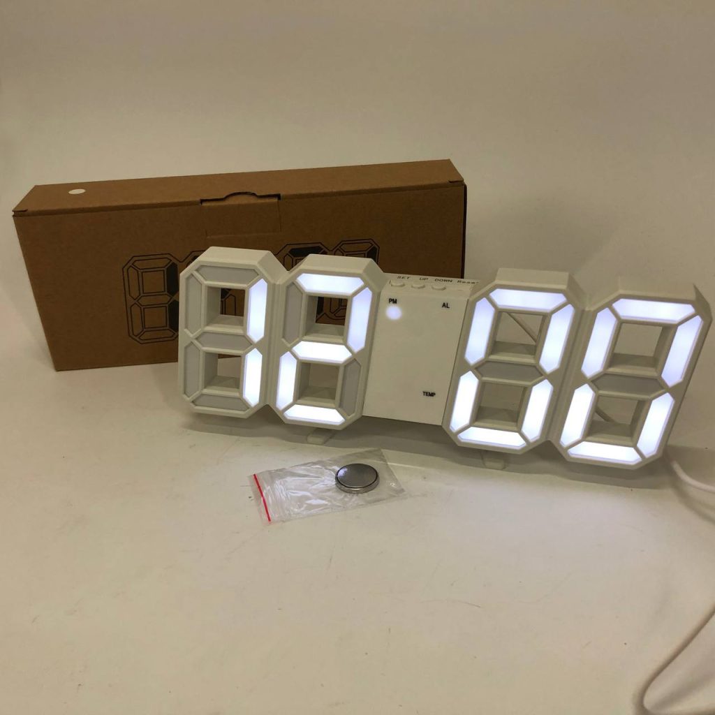 Годинник настільний LY-1089 з білим підсвічуванням LED білий, Годинник електронний світиться, Електронний годинник VST