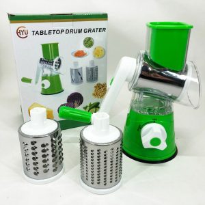 Овочерізка мультислайсер Tabletop Drum Grater Kitchen Master Терка для овочів та фруктів 3 насадки Green