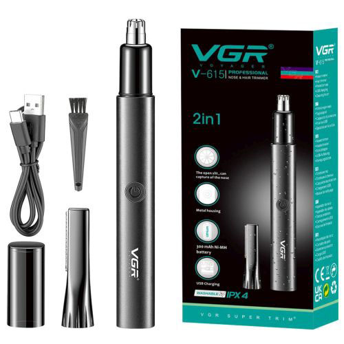 Тример для носа та вух VGR V-615, Тример для вусів, Електробритва з насадками для бороди